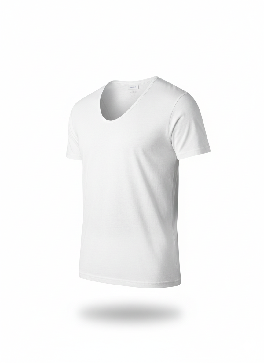 White T-shirt d’intérieur – Col en V (100% coton)
