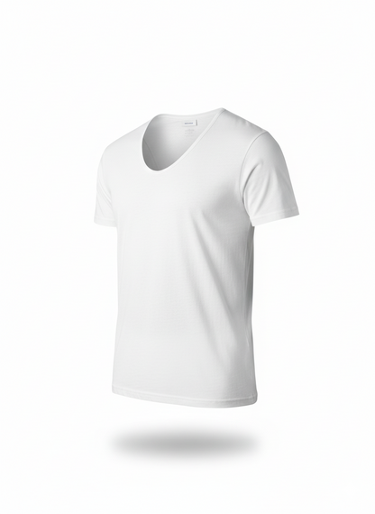White T-shirt d’intérieur – Col en V (100% coton)