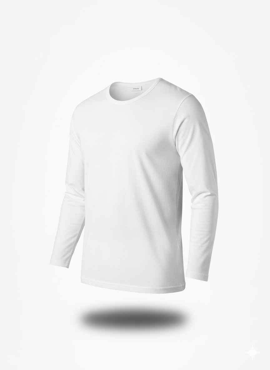 White T-shirt d’intérieur – Manche longue (100% coton) White