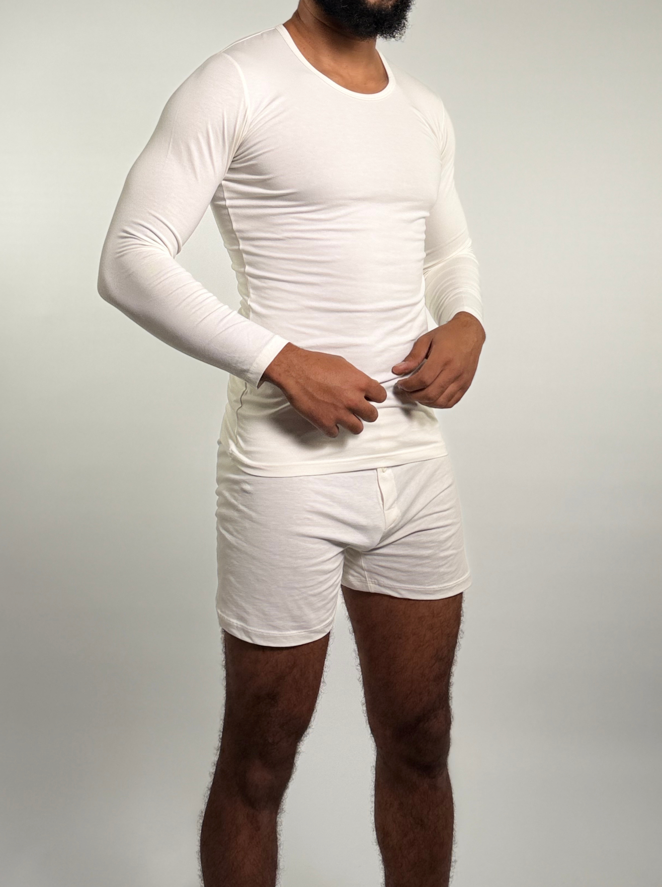 White T-shirt d’intérieur – Manche longue (100% coton) White